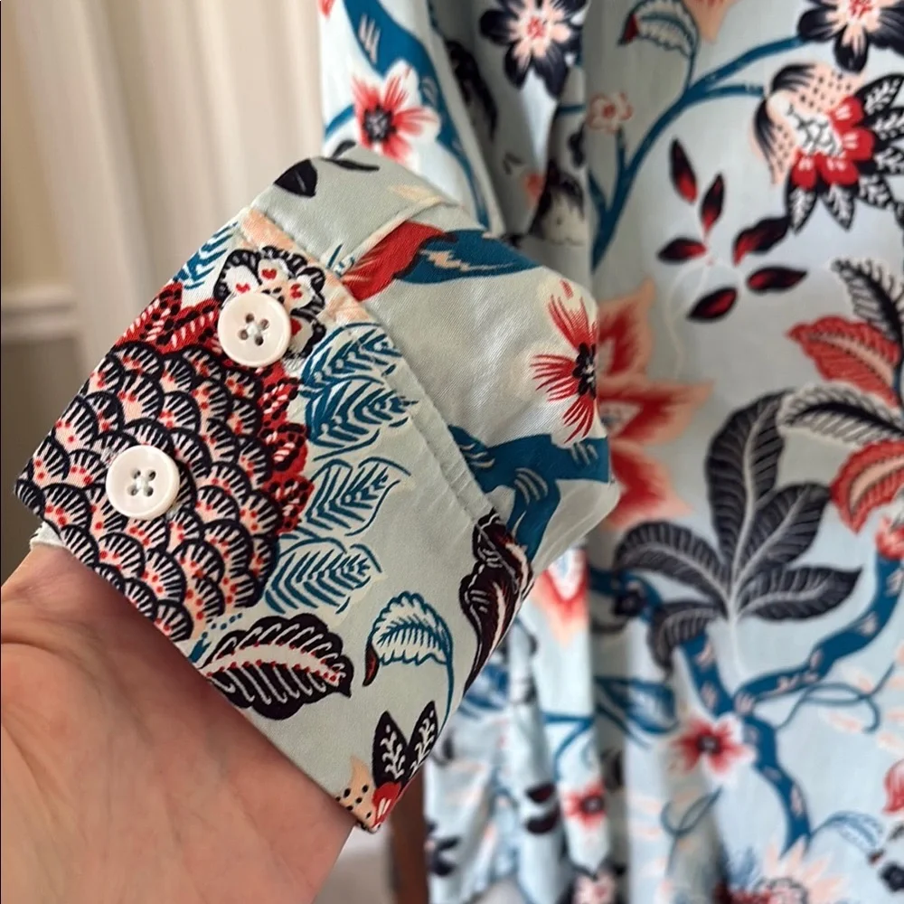 Chico's Button Front Blouse with Vibrant Tropical Floral Print BOHO Summer - Picture 4 of 10